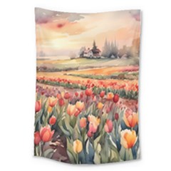 Tulips Field Tree Large Tapestry by Anend