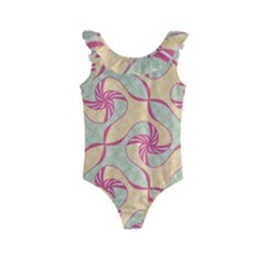 Abstract Pattern Design Scrapbooking Kids  Frill Swimsuit by Paksenen