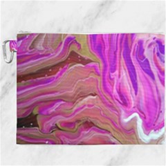 Magenta Waves Canvas Cosmetic Bag (xxxl) by kaleidomarblingart