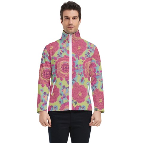 Mid Century Retro Floral 1970s 1960s Pattern 82 Men s Bomber Jacket by violetheavensky