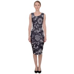 Mid Century Retro Floral 1970s 1960s Pattern 71 Sleeveless Pencil Dress by violetheavensky