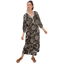 Mid Century Retro Floral 1970s 1960s Pattern 71 Grecian Style  Maxi Dress by violetheavensky