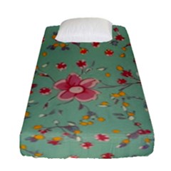 Mid Century Retro Floral 1970s 1960s Pattern 79 Fitted Sheet (single Size) by violetheavensky