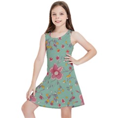 Mid Century Retro Floral 1970s 1960s Pattern 79 Kids  Lightweight Sleeveless Dress by violetheavensky