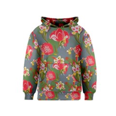 Mid Century Retro Floral 1970s 1960s Pattern 83 Kids  Pullover Hoodie by violetheavensky