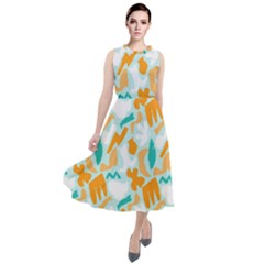 Design Pattern Seamless Tropical Round Neck Boho Dress by Tsamara
