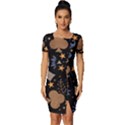 Seamless Pattern Repeat Repetition Fitted Knot Split End Bodycon Dress View1