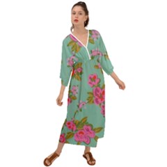 Mid Century Retro Floral 1970s 1960s Pattern 81 Grecian Style  Maxi Dress by violetheavensky