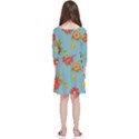 Mid Century Retro Floral 1970s 1960s Pattern 78 Kids  Quarter Sleeve Skater Dress View2