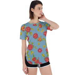 Mid Century Retro Floral 1970s 1960s Pattern 78 Perpetual Short Sleeve T-shirt by violetheavensky