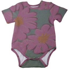Mid Century Retro Floral 1970s 1960s Pattern 80 Baby Short Sleeve Bodysuit by violetheavensky
