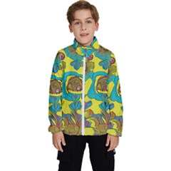 Mid Century Retro Floral 1970s 1960s Pattern 60 Kids  High Neck Windbreaker by violetheavensky