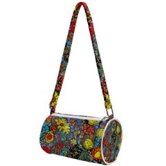 Mid Century Retro Floral 1970s 1960s Pattern 56 Mini Cylinder Bag by violetheavensky