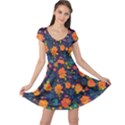 Mid Century Retro Floral 1970s 1960s Pattern 61 Cap Sleeve Dress View1