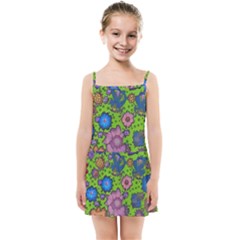 Mid Century Retro Floral 1970s 1960s Pattern 59 Kids  Summer Sun Dress by violetheavensky
