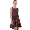 Mid Century Retro Floral 1970s 1960s Pattern 67 Frill Swing Dress View1