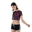 Mid Century Retro Floral 1970s 1960s Pattern 67 Tie Back Short Sleeve Crop T-Shirt View2