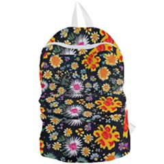 Mid Century Retro Floral 1970s 1960s Pattern 57 Foldable Lightweight Backpack by violetheavensky
