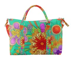 Mid Century Retro Floral 1970s 1960s Pattern 58 Carry-on Travel Shoulder Bag by violetheavensky