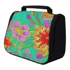 Mid Century Retro Floral 1970s 1960s Pattern 58 Full Print Travel Pouch (small) by violetheavensky
