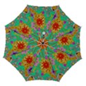 Mid Century Retro Floral 1970s 1960s Pattern 58 Automatic Folding Umbrella with Case (Medium) View1