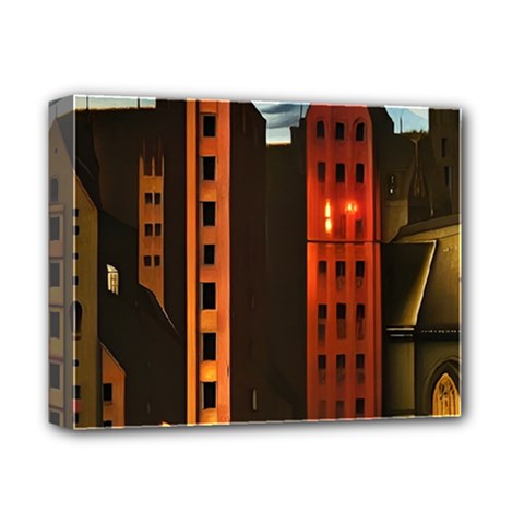 Sci-fi Futuristic Science Fiction City Neon Scene Artistic Technology Machine Fantasy Gothic Town Bu Deluxe Canvas 14  X 11  (stretched) by Posterlux
