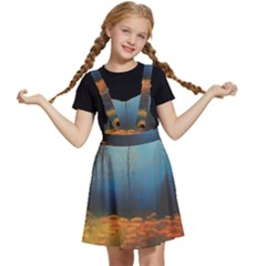 Wildflowers Field Outdoors Clouds Trees Cover Art Storm Mysterious Dream Landscape Kids  Apron Dress by Posterlux