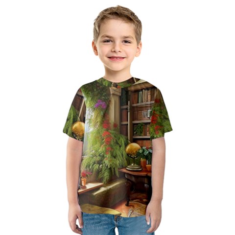 Room Interior Library Books Bookshelves Reading Literature Study Fiction Old Manor Book Nook Reading Kids  Sport Mesh T-shirt by Posterlux
