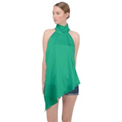 Mint Halter Asymmetric Satin Top by retrotoomoderndesigns