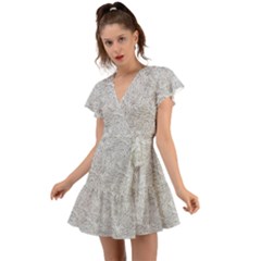 Light Grey Snake Flutter Sleeve Wrap Dress by DinkovaArt