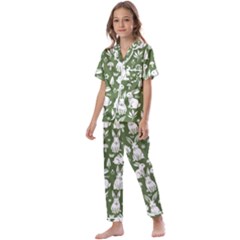 Easter Bunny Pattern Kids  Satin Short Sleeve Pajamas Set by Valentinaart