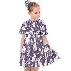 Easter Bunny Pattern Kids  Sailor Dress by Valentinaart