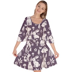 Easter Bunny Pattern Velour Kimono Dress by Valentinaart