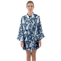 Easter Bunny Pattern Long Sleeve Satin Kimono by Valentinaart