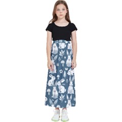 Easter Bunny Pattern Kids  Flared Maxi Skirt by Valentinaart