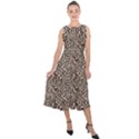 Brown Beige Snake Pattern Midi Tie-Back Chiffon Dress View1
