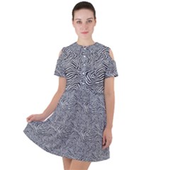 Dark Grey Snake Short Sleeve Shoulder Cut Out Dress  by DinkovaArt