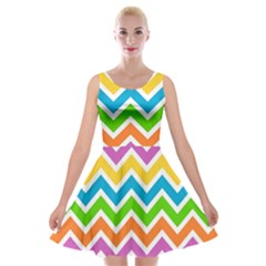 Chevron Pattern Design Texture Velvet Skater Dress by Anend