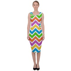 Chevron Pattern Design Texture Sleeveless Pencil Dress by Anend