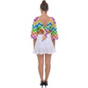 Chevron Pattern Design Texture Tie Back Butterfly Sleeve Chiffon Top View2