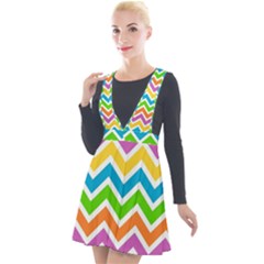 Chevron Pattern Design Texture Plunge Pinafore Velour Dress by Anend