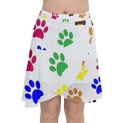 Pawprints Paw Prints Paw Animal Chiffon Wrap Front Skirt by Anend