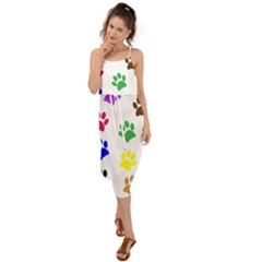 Pawprints Paw Prints Paw Animal Waist Tie Cover Up Chiffon Dress by Anend