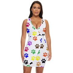 Pawprints Paw Prints Paw Animal Draped Bodycon Dress by Anend