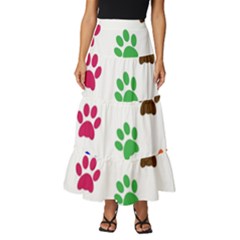 Pawprints Paw Prints Paw Animal Tiered Ruffle Maxi Skirt by Anend