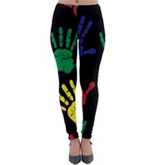 Handprints Hand Print Colourful Lightweight Velour Leggings by Anend