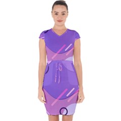 Colorful Labstract Wallpaper Theme Capsleeve Drawstring Dress  by Anend