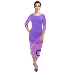 Colorful Labstract Wallpaper Theme Quarter Sleeve Midi Velour Bodycon Dress by Anend