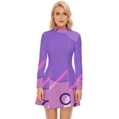 Colorful Labstract Wallpaper Theme Long Sleeve Velour Longline Dress