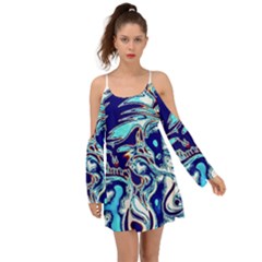 Trippy Dippy Bears Blue Dancing Greatful Dead Skull Steal Your Face Boho Dress by Salmanaz77